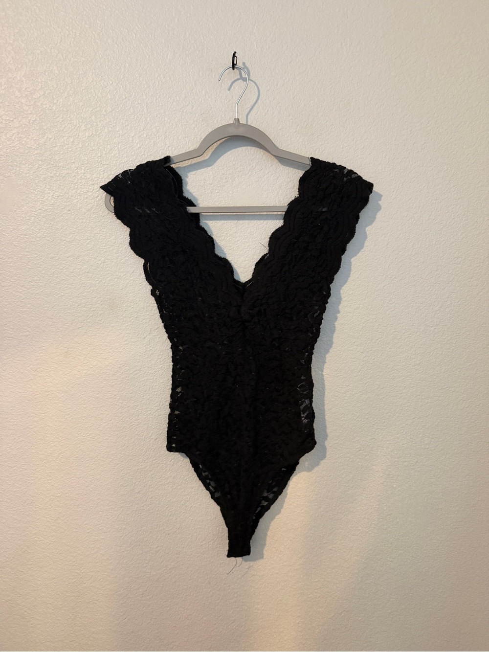 Zara Black Lace V-Neck Lace Bodysuit